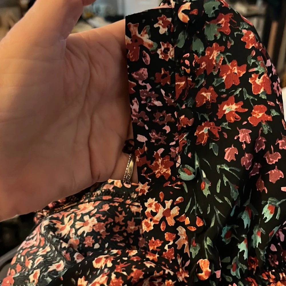 Zara Woman’s Balloon Sleeve V Neck Flowy Full Length Floral Print Jumpsuit XS